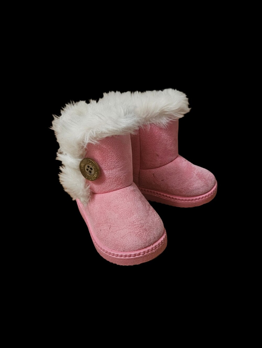 Toddler 5T Pink Faux Fur Button Boots